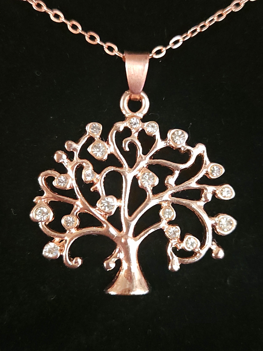 Rose Gold Sterling Silver Tree of Life Pendant Necklace